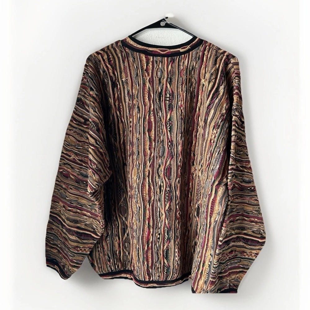 Vintage Tundra Abstract Knit Sweater 90s Crew Neck Biggie Coogi Cosby Style L